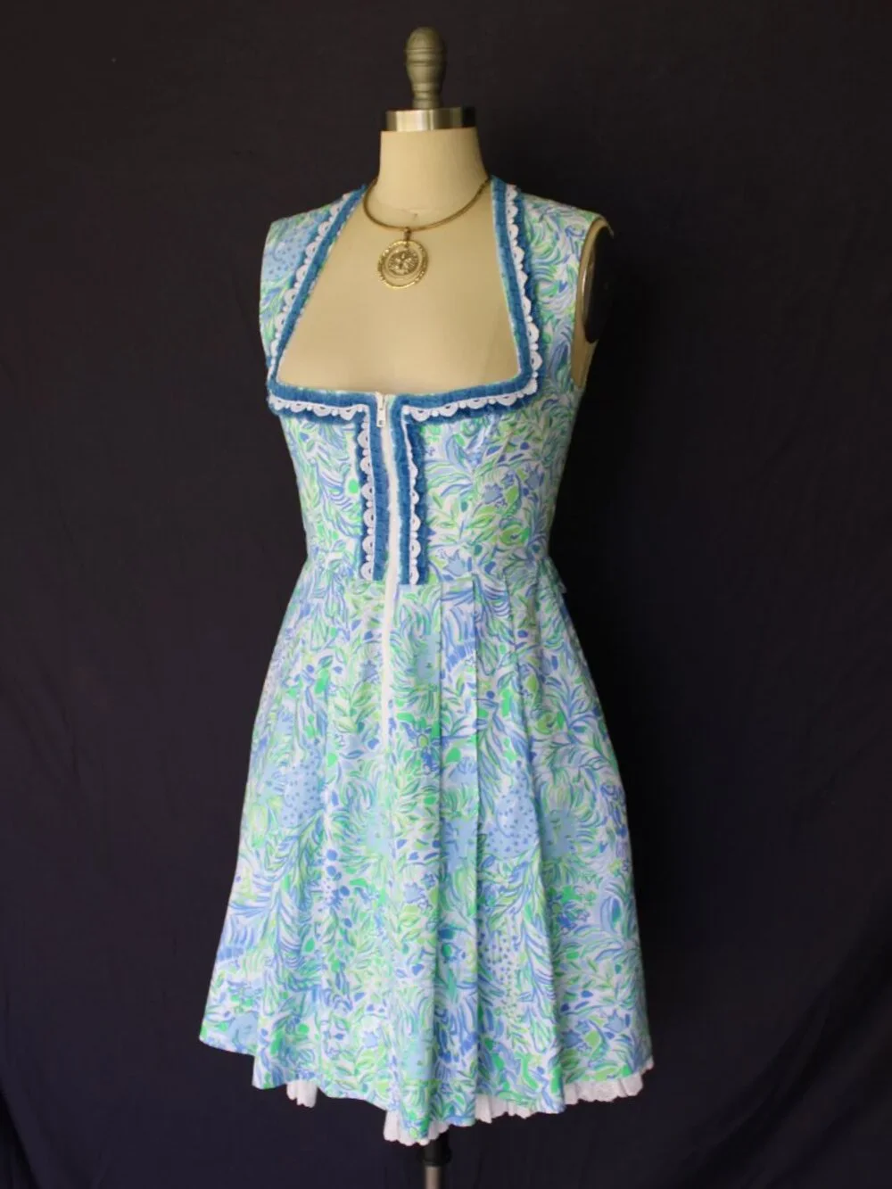 Custom Lilly Pulitzer trachten German Bavarian Dirndl corset dress crochet lace - Picture 10 of 12